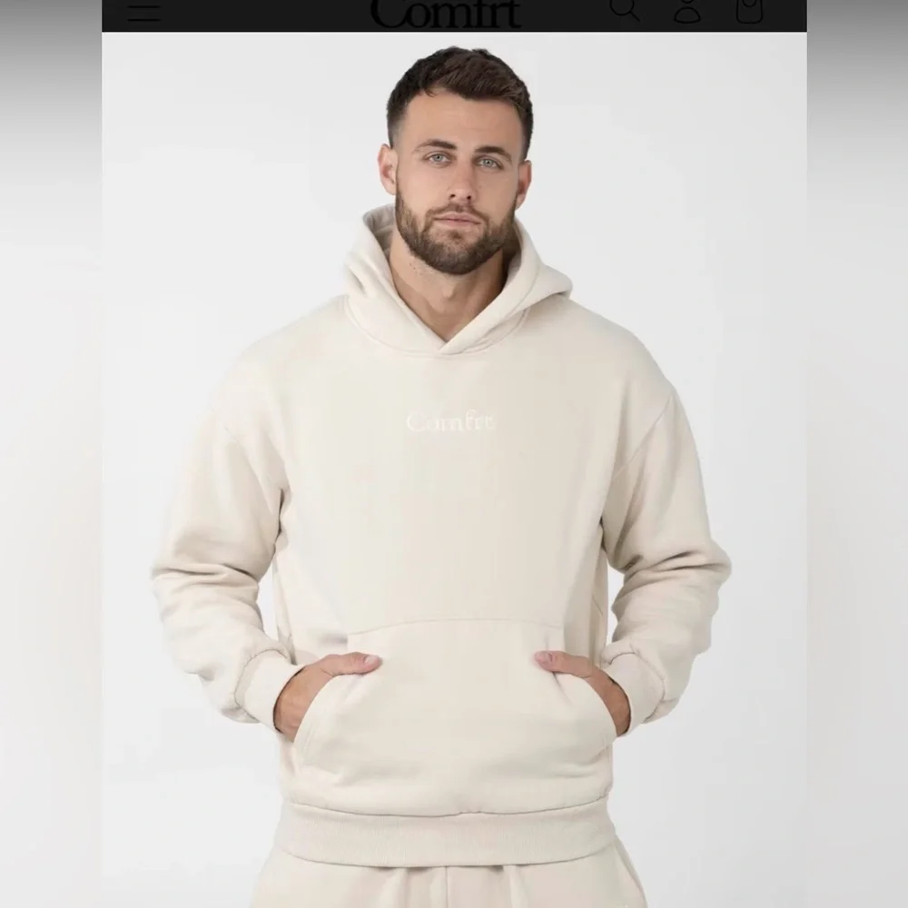 Comfrt Men's Signature Pullover Hoodie in BONE XL